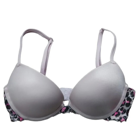 Pink by Victoria Secret Push Up Bra  Satin/Lace 32C - Picture 1 of 12